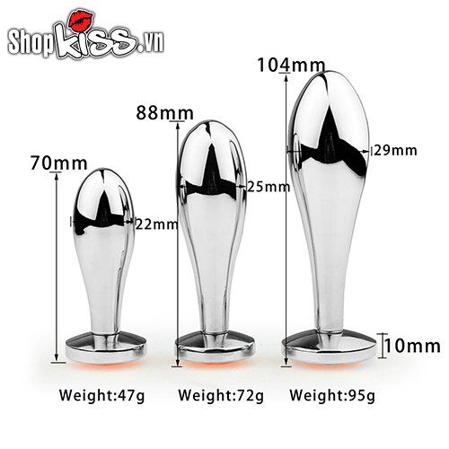 Set of 3 Metal Water Drop Shaped Anal Plugs