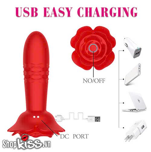  Sỉ Dụng cụ kích thích hậu môn rung thụt Rose Anal Plug cao cấp