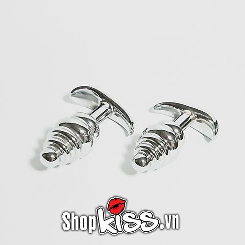 Spiral Gemmed Metal Anal Plug Prostate Sex Toy for Men