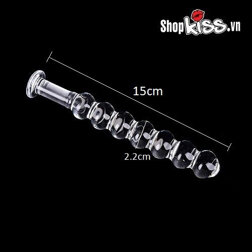 Glass Anal Bead Plug Set 15cm Transparent Safe Prostate Stimulator