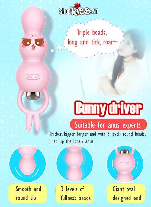 Dụng cụ hậu môn Leten rung mạnh tai thỏ kích thích siêu phê