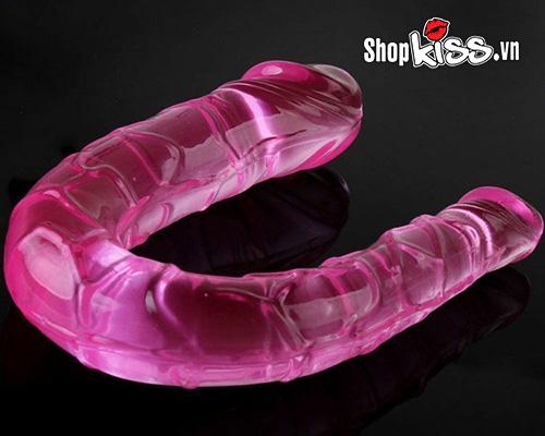 Dương vật 2 đầu trong suốt Double Dong sextoy les kích thích an toàn