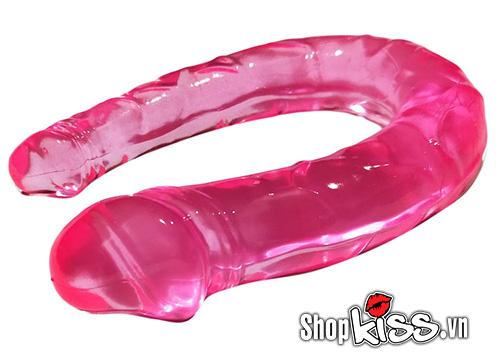 Dương vật 2 đầu trong suốt Double Dong sextoy les kích thích an toàn