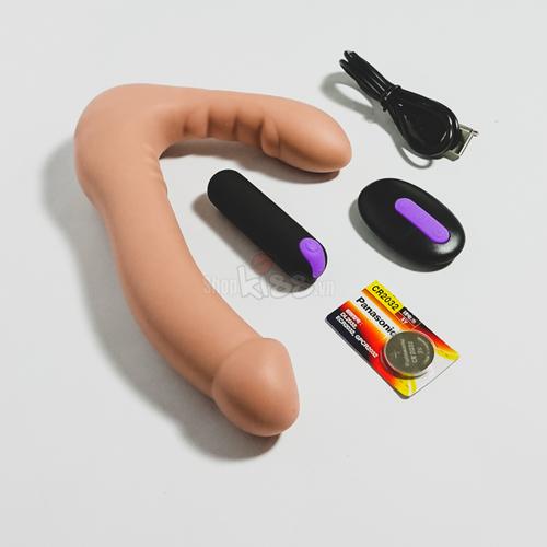 Dương vật 2 đầu LoveToy siêu mềm mịn có rung điều khiển xa giá tốt