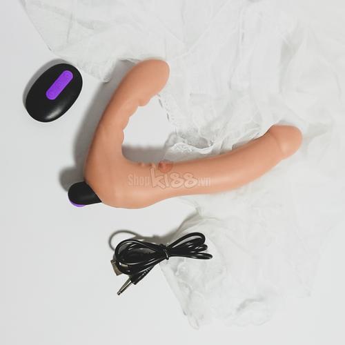 Dương vật 2 đầu LoveToy siêu mềm mịn có rung điều khiển xa giá tốt