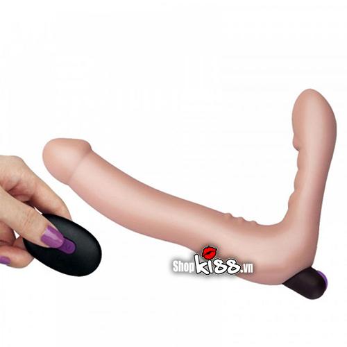 Dương vật 2 đầu LoveToy siêu mềm mịn có rung điều khiển xa giá tốt