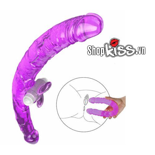 Dương vật giả 2 đầu rung nhánh cao cấp kích thích cực mạnh cho Les