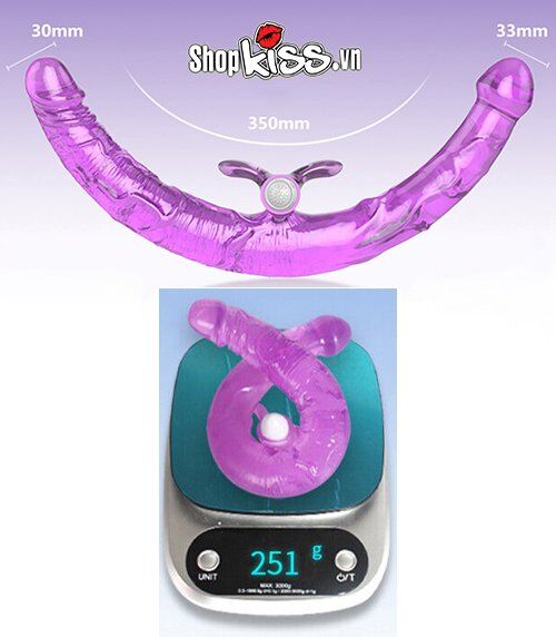 Dương vật giả 2 đầu rung nhánh cao cấp kích thích cực mạnh cho Les