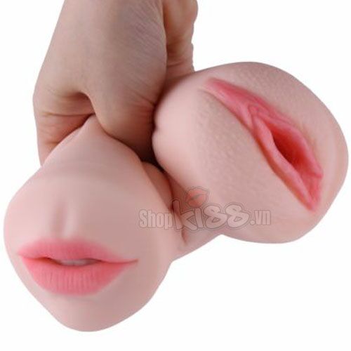Âm Đạo Giả Hai Đầu Silicone TPE Môi Xinh Bướm Hồng Dùng Nhiều Lần