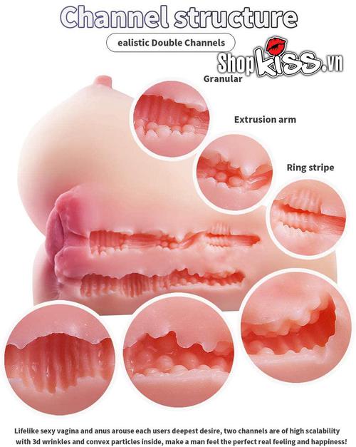 Ngực giả silicon có lỗ âm đạo hậu môn thoả mãn nhu cầu nam giới