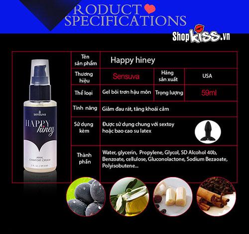Gel bôi trơn hậu môn Happy Hiney Sensuva Mỹ giảm đau rát 100%