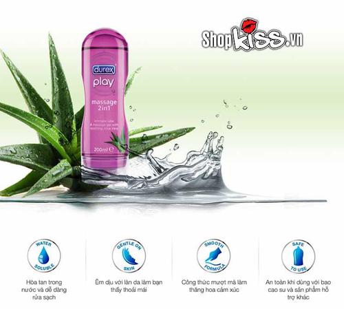 Gel bôi trơn Durex Play Massage gốc nước hương lô hội dịu nhẹ 200ml