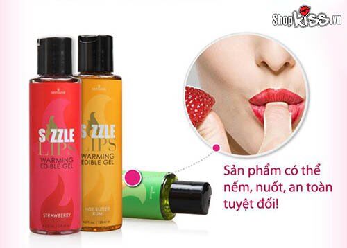 Gel mát xa nóng cơ thể Sensuva Sizzle Lips vị ngon hấp dẫn