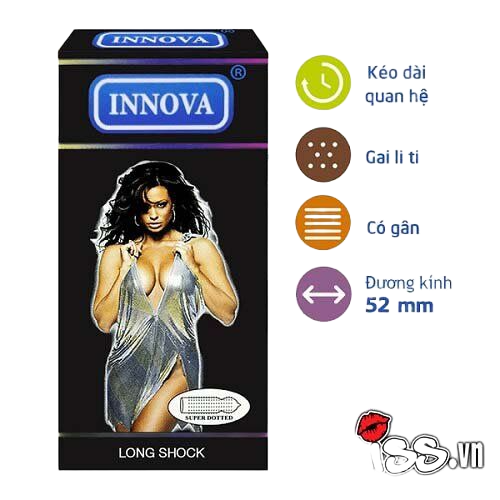 Bao cao su gai mịn Innova kéo dài quan hệ chống tuột ngừa thai hộp 12 cái 