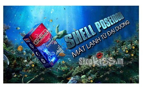 Bao cao su Shell Poseidon gân sọc bạc hà mát lạnh, siêu mỏng kéo dài