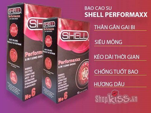 Bao Cao Su Shell-Perfomaxxx 6 Trong 1 Hương Dâu Kéo Dài Thời Gian