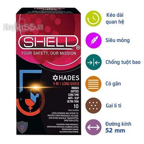 Bao Cao Su Shell-Perfomaxxx 6 Trong 1 Hương Dâu Kéo Dài Thời Gian