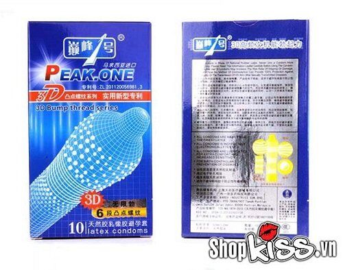 Bao cao su PEAK 3D gai mỏng mềm mại chống tuột kích thích đối tác