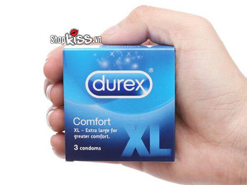 Bao cao su Durex Comfort size lớn kéo dài hộp 3 cái an toàn