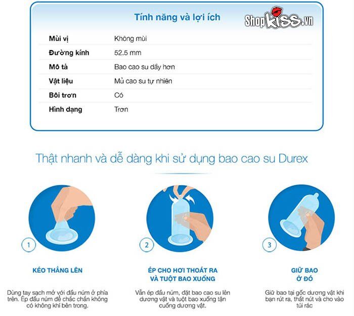 Bao cao su Durex Extra Safe nhiều chất nhờn ngừa thai an toàn