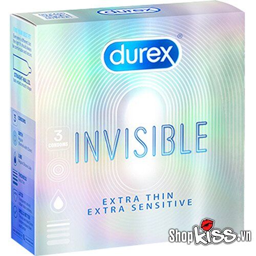 Bao cao su siêu mỏng Durex Invisible 3 cái chất lượng cao