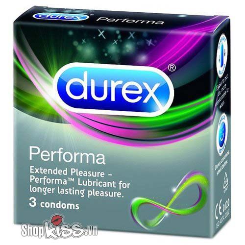 Bao cao su Durex Performa kéo dài thời gian mỏng nhẹ hộp 3 cái