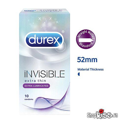 Bao cao su Durex Invisible siêu mỏng bôi trơn tự nhiên
