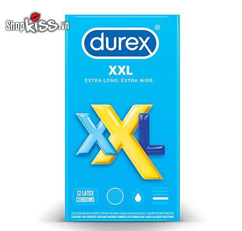 Bao cao su Durex XXL hộp 12 cái an toàn kích cỡ lớn siêu bôi trơn