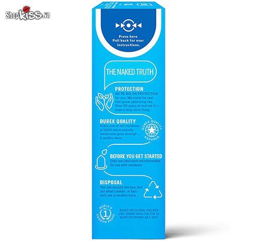 Bao cao su Durex XXL hộp 12 cái an toàn kích cỡ lớn siêu bôi trơn