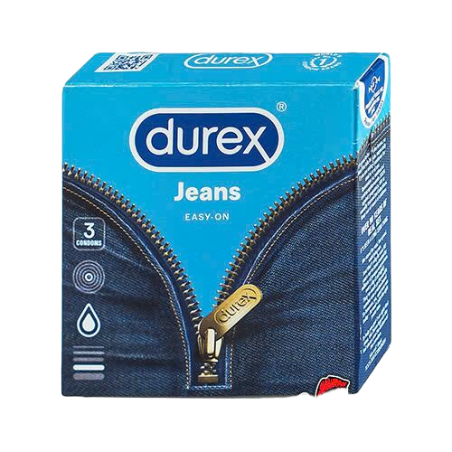 Bao cao su Durex Jeans hộp 3 cái, an toàn, mềm mại, không màu 