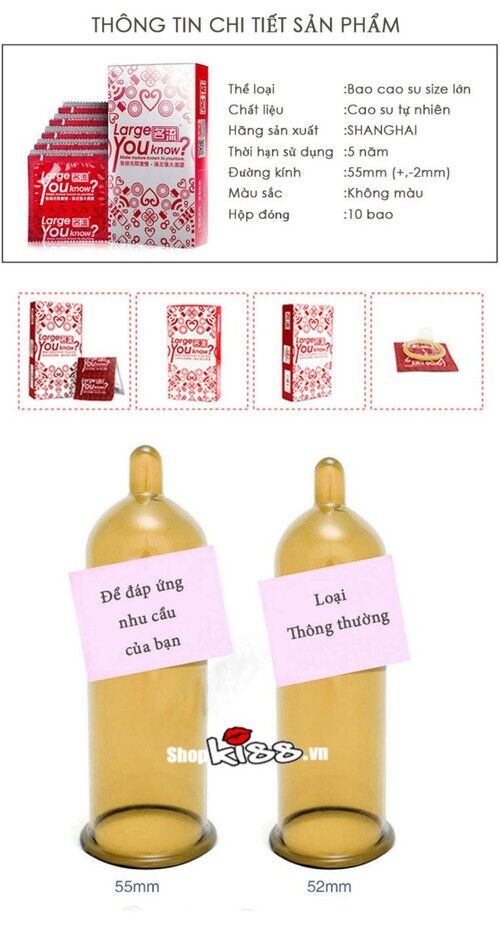 Bao cao su size lớn nam Large You Know an toàn thoải mái tăng khoái cảm