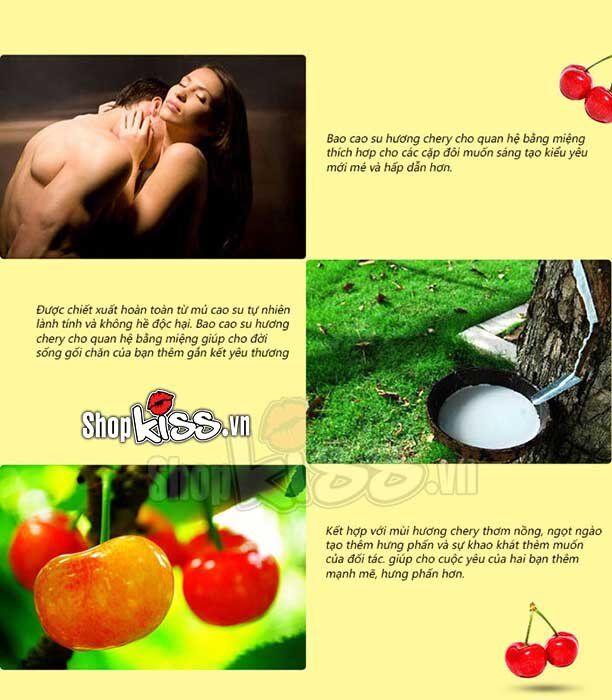 Bao cao su quan hệ bằng miệng hương cherry chống thai bảo vệ khỏe mạnh