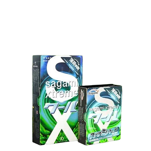 Bao cao su Sagami Xtreme Spearmint bạc hà siêu mỏng kéo dài 