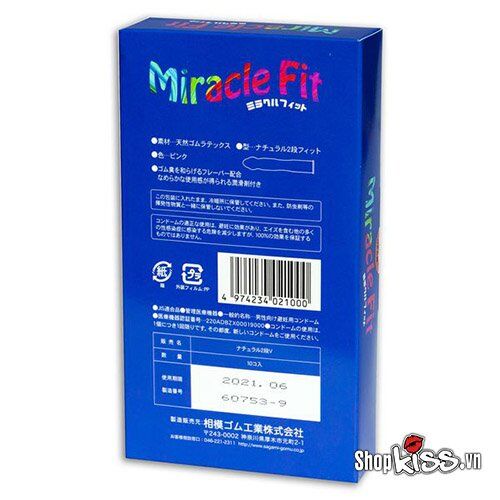 Bao cao su Sagami Miracle Fit size nhỏ mịn 10 cái hộp