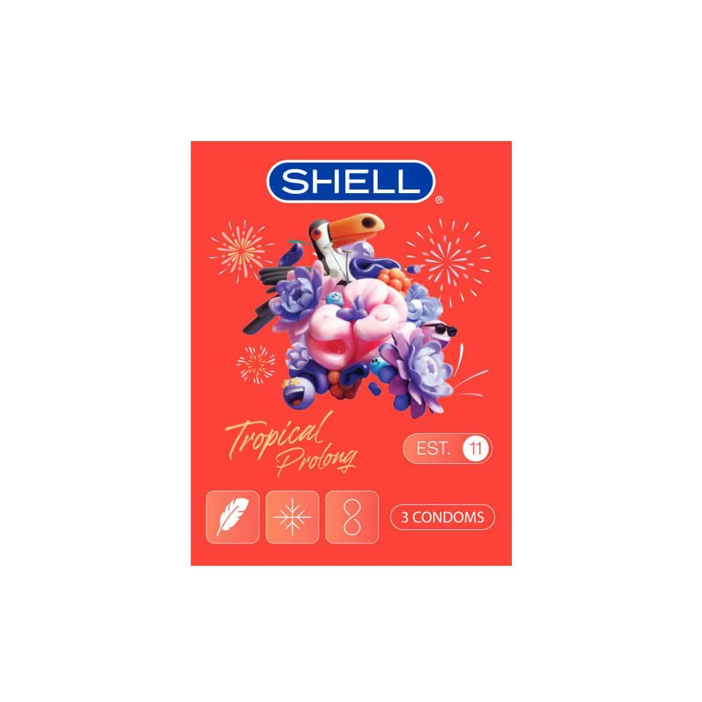 Bao cao su Shell Tropical Prolong siêu mỏng hương nhiệt đới 