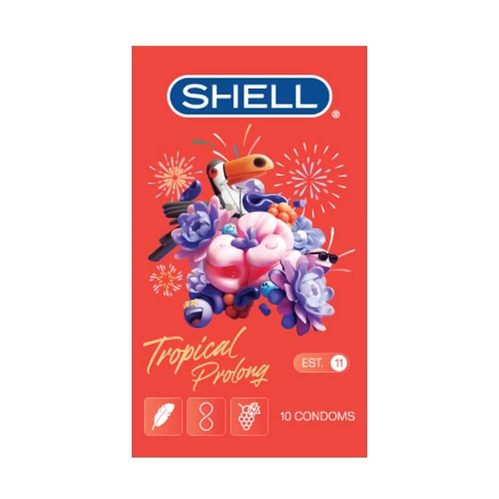 Bao cao su Shell Tropical Prolong hương hoa quả nhiệt đới siêu mỏng, kéo dài 
