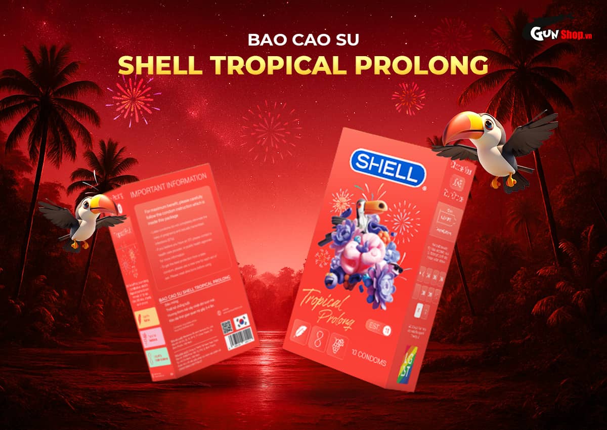 Bao cao su Shell Tropical Prolong hương hoa quả nhiệt đới siêu mỏng, kéo dài