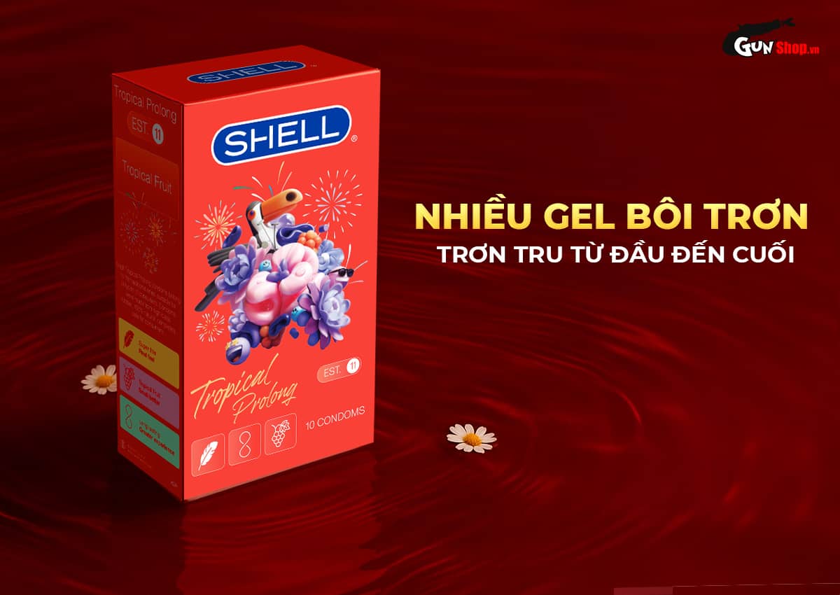 Bao cao su Shell Tropical Prolong hương hoa quả nhiệt đới siêu mỏng, kéo dài