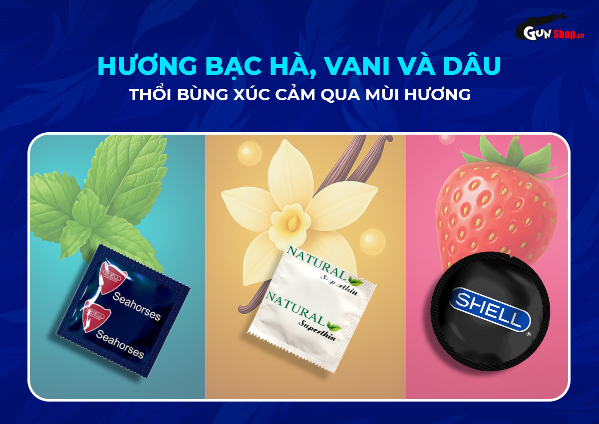 Bao cao su Shell Triple Mix 12 cái Hàn Quốc siêu mỏng kích thích