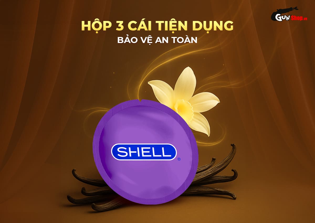 Bao cao su Shell Sensitive Prolong siêu mỏng 0.03mm kéo dài thời gian cực đỉnh hương vani