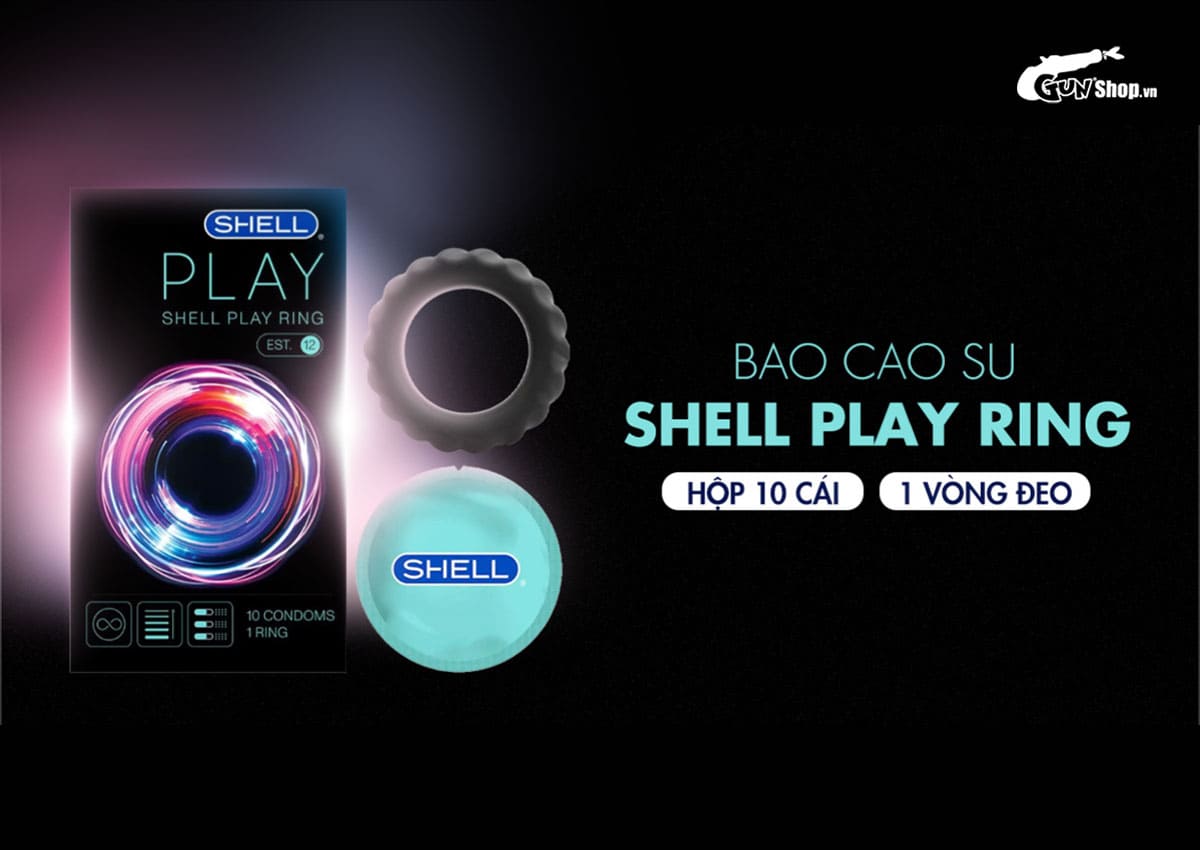 Bao cao su Shell Play Ring 6 tính năng hộp 10 cái kèm vòng kéo dài