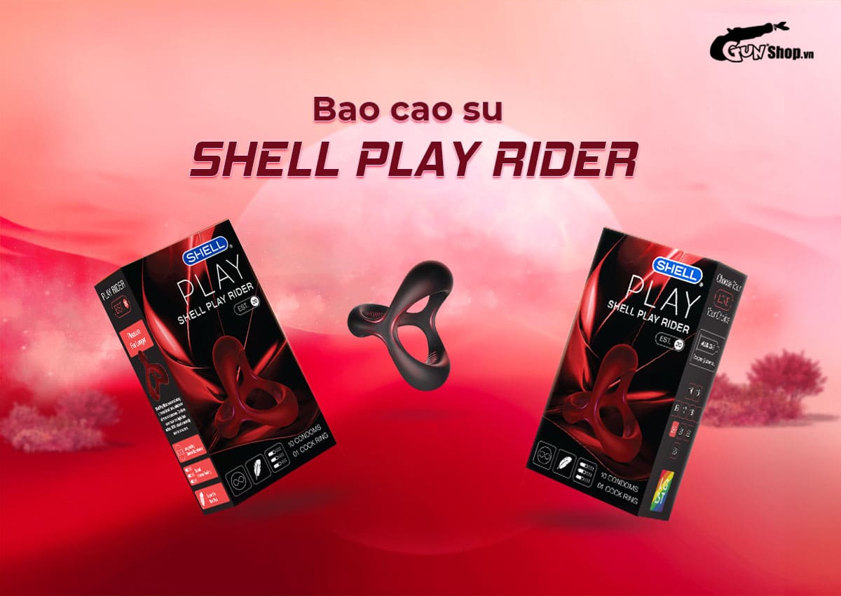 Bao cao su Shell Play Rider 6 chức năng hộp 10 cái tặng vòng kéo dài