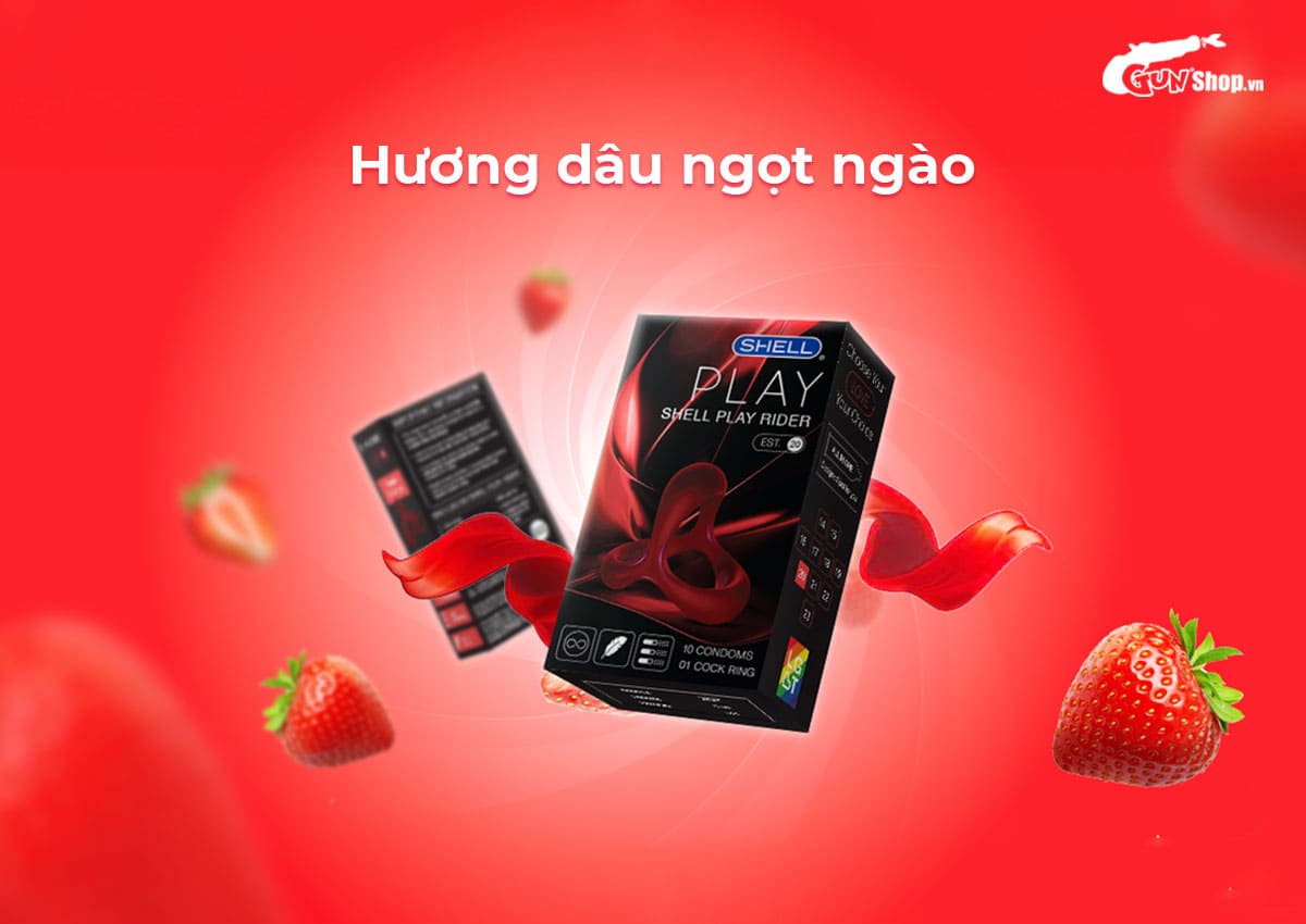 Bao cao su Shell Play Rider 6 chức năng hộp 10 cái tặng vòng kéo dài