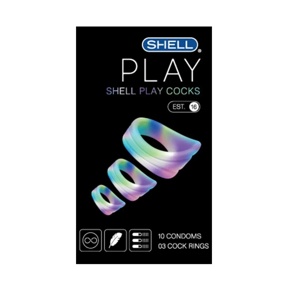 Bao cao su Shell Play Cocks 6 tính năng hộp 10 cái tặng 3 vòng kéo dài 