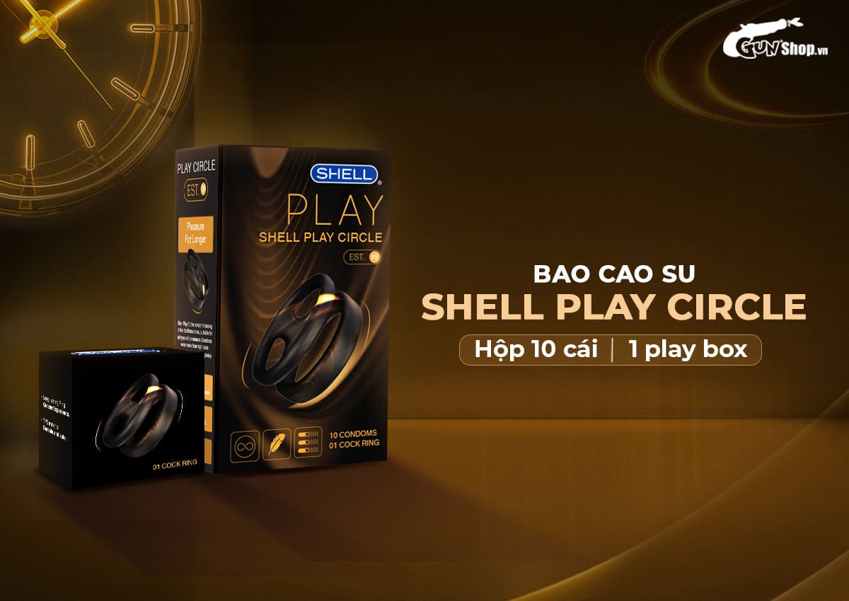 Bao cao su Shell Play Circle gân nổi 500 điểm kích thích hộp 10 cái