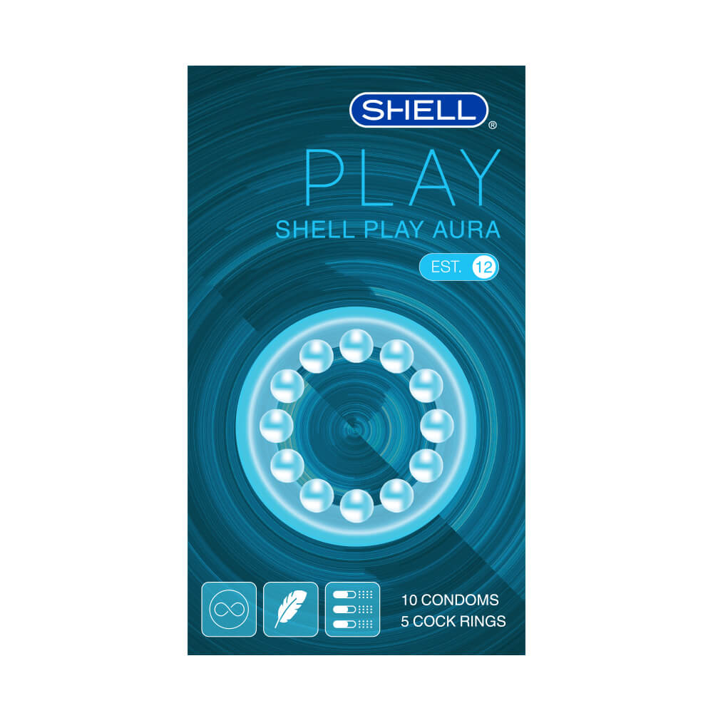 Bao cao su Shell Play Aura 6 tính năng 10 cái + 5 vòng đeo kéo dài 