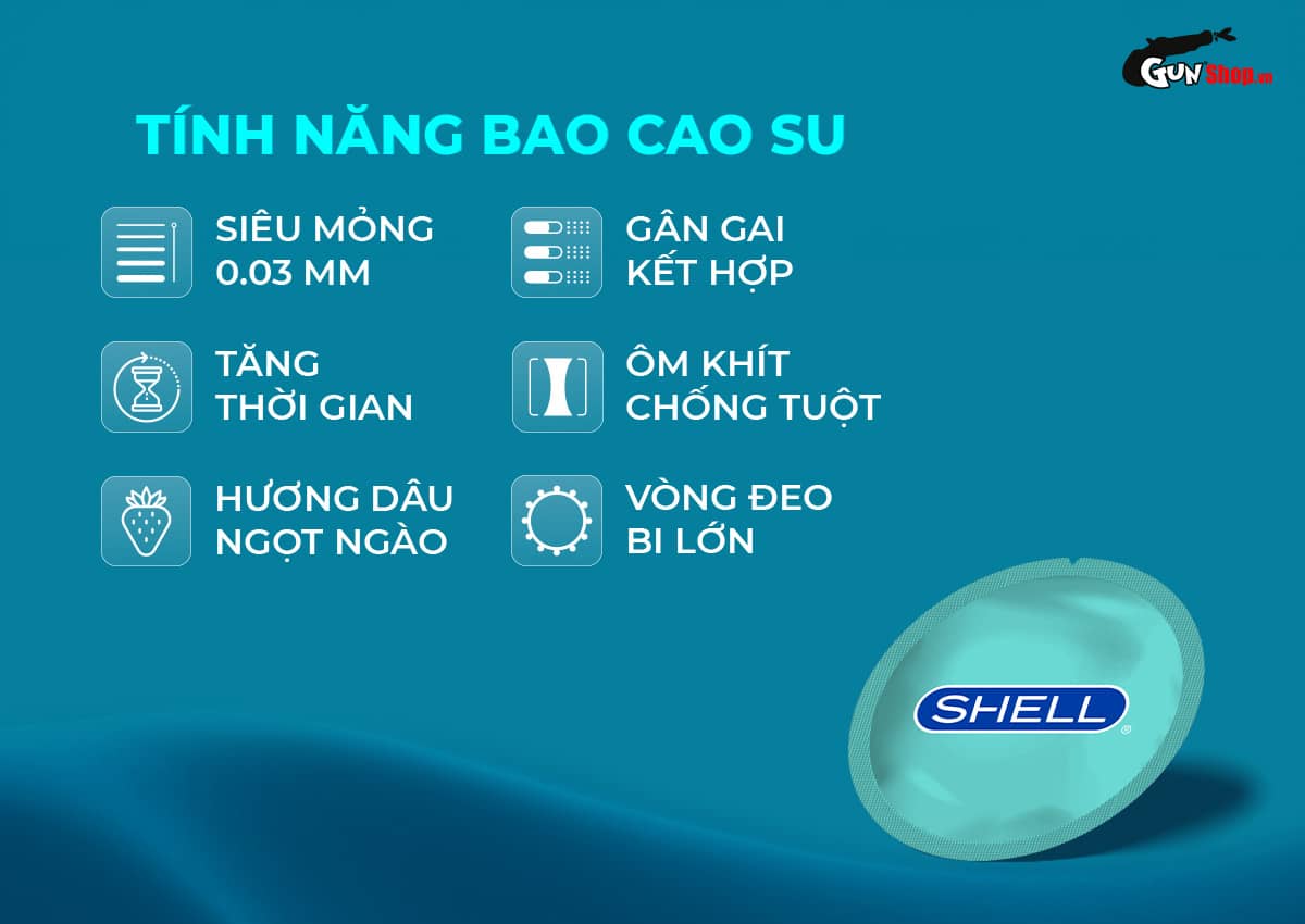 Bao cao su Shell Play Aura 6 tính năng Hộp 10 cái tặng 5 vòng kéo dài thời gian an toàn Bao cao su Shell Play Aura 6 tính năng Hộp 10 cái tặng 5 vòng kéo dài thời gian an toàn