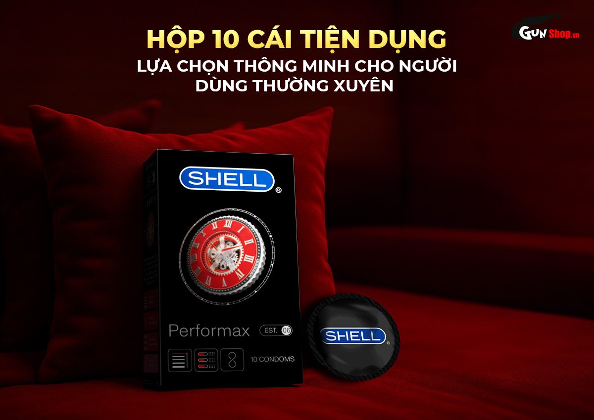 Bao cao su Shell Performax 6 in 1 hộp 10 cái kéo dài thời gian