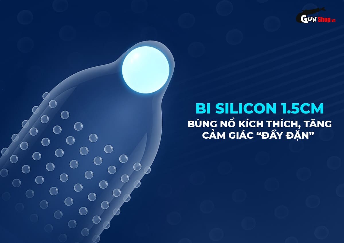 Bao cao su Shell Love Bead gân nổi bi silicon 1.5cm kéo dài thời gian hộp 5 cái