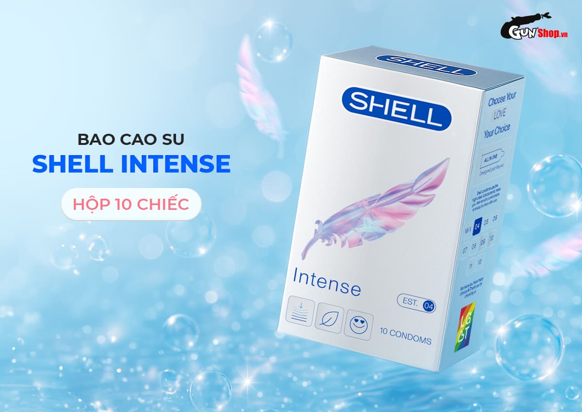  Bán Bao cao su Shell Intense - Siêu mỏng 0.04mm - Hộp 10 cái cao cấp